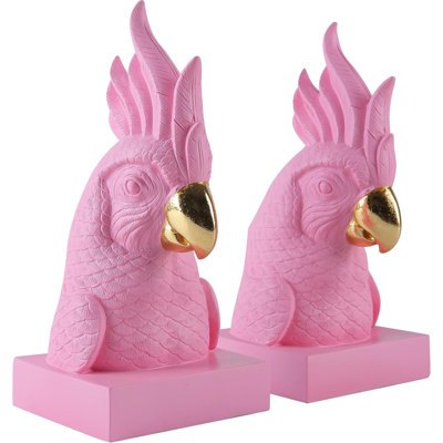 Serre-livres décoratifs roses en résine rose (ensemble de 2)