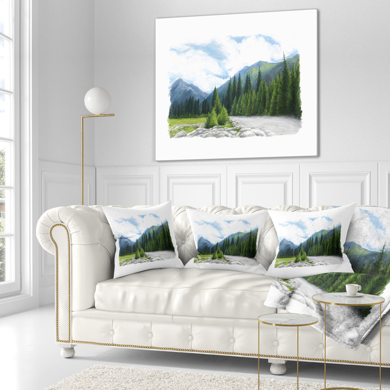 Coussin réversible Landscape, Carré 16 po, Coussin décoratif