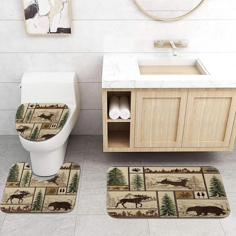 Ensemble de 3 tapis de douche Rustic, Tan/Beige, Scenic & Cityscapes