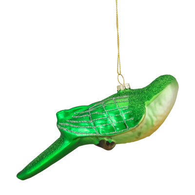 Ornement de Noël en verre vert et jaune 6,5 po