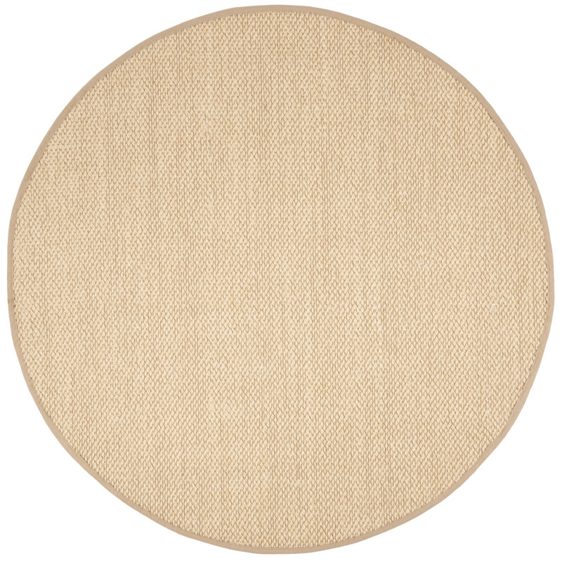 Riju Natural Fiber Bordered Rug In Ivory & Beige, Round 183 cm