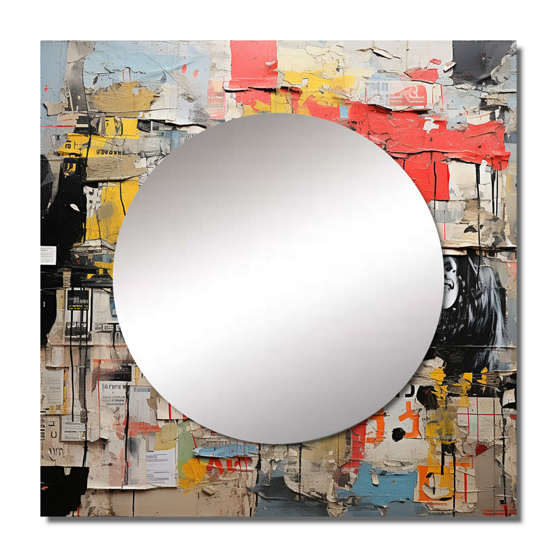 Timea - Miroir carré à collage abstrait, 36 po x 36 po