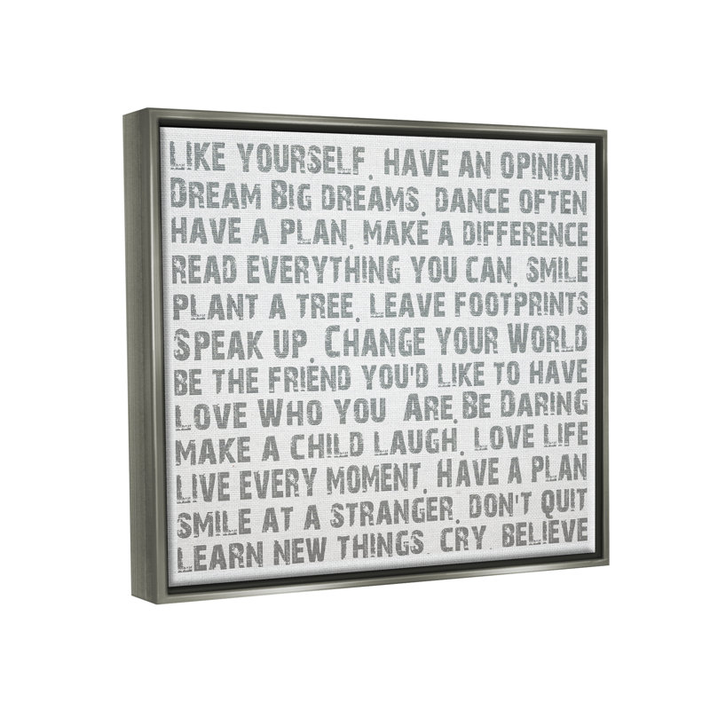 «Trinx Like Yourself Inspirational Typographie», art mural sur toile par Andrea James, H 17 po x l 21 po x P 1,7 po