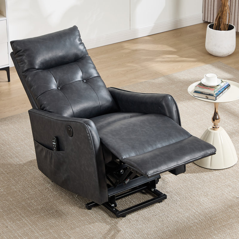 25" W Power Lift Chair Recliners Infinite Position With Heat and 8 Point Massage, Charcoal Gray