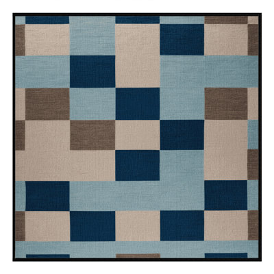 Machine Washable Checkered Gray Area Rug