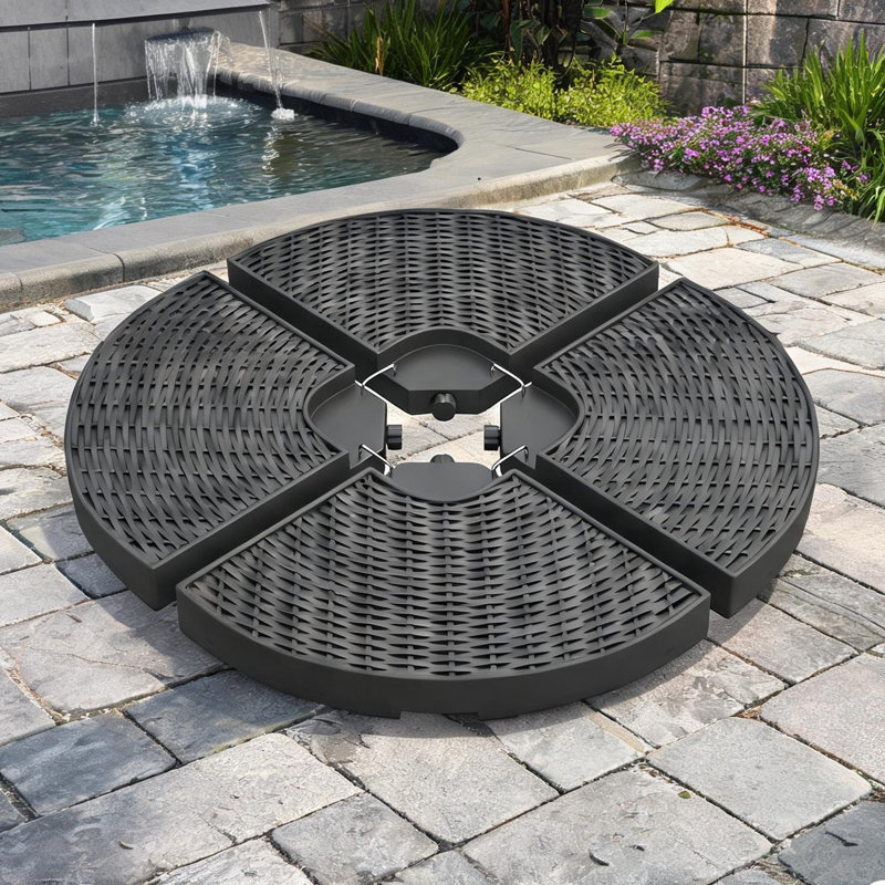 Parasol et accessoires de plein air Hdpe Parasol noir, 15,4 po, avec rangement avec 4 pièces