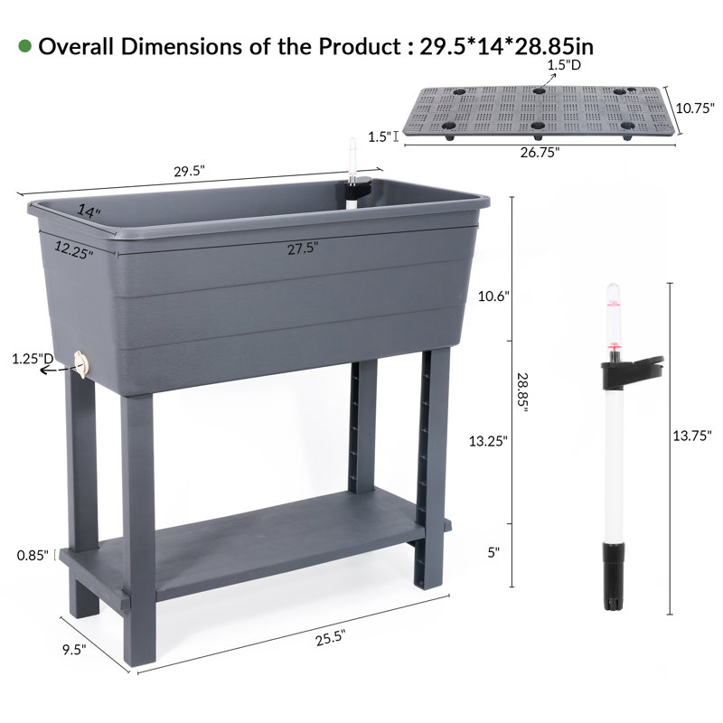 Oversized Self-Watering Outdoor Planter Box and Raised Garden Bed with a Adjustable Storage Shelf