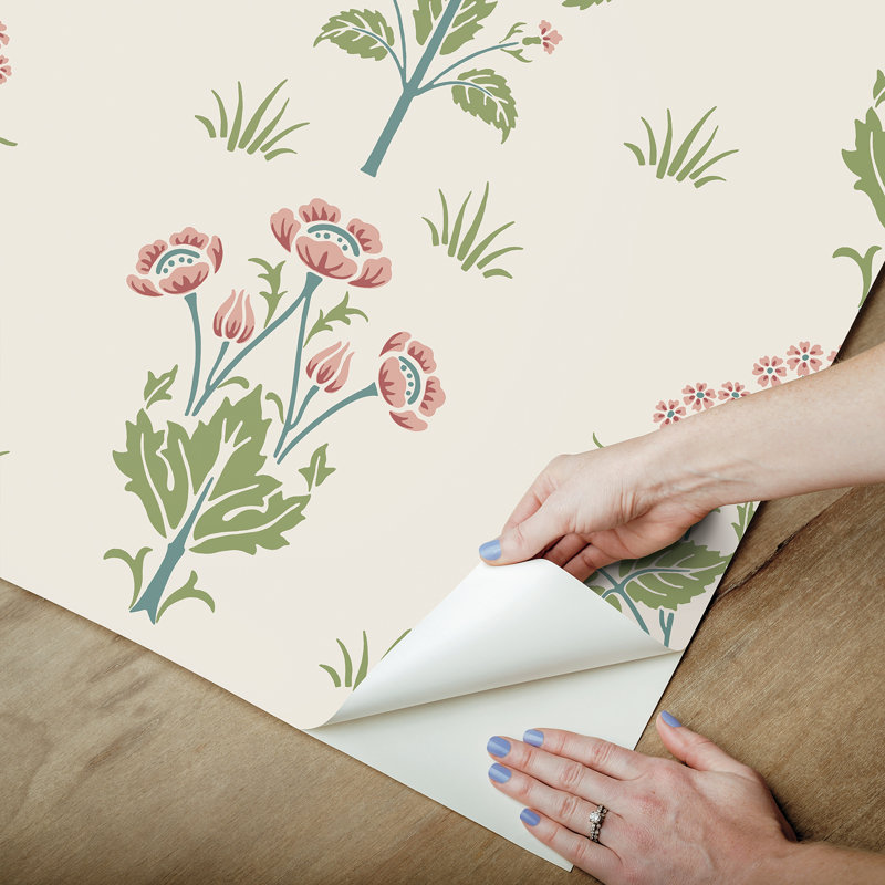 Papier peint adhésif en coton Meadow Sweet, Beige