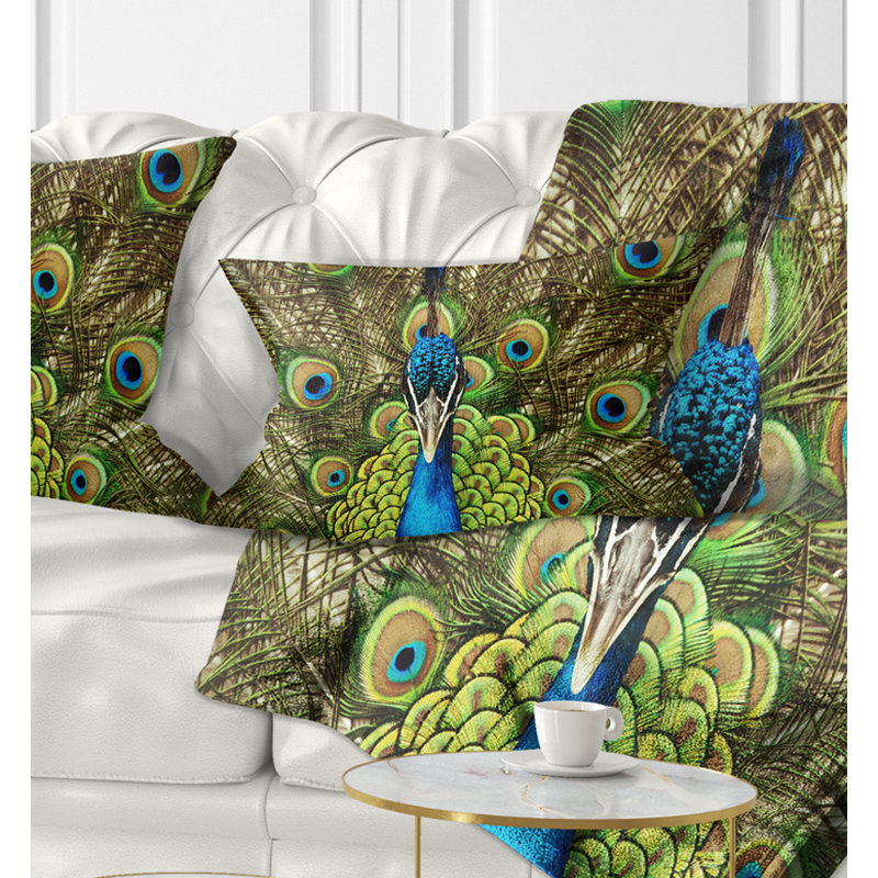 Grand Peacock - Coussin décoratif imprimé animal, Rectangulaire, 12 po x 20 po