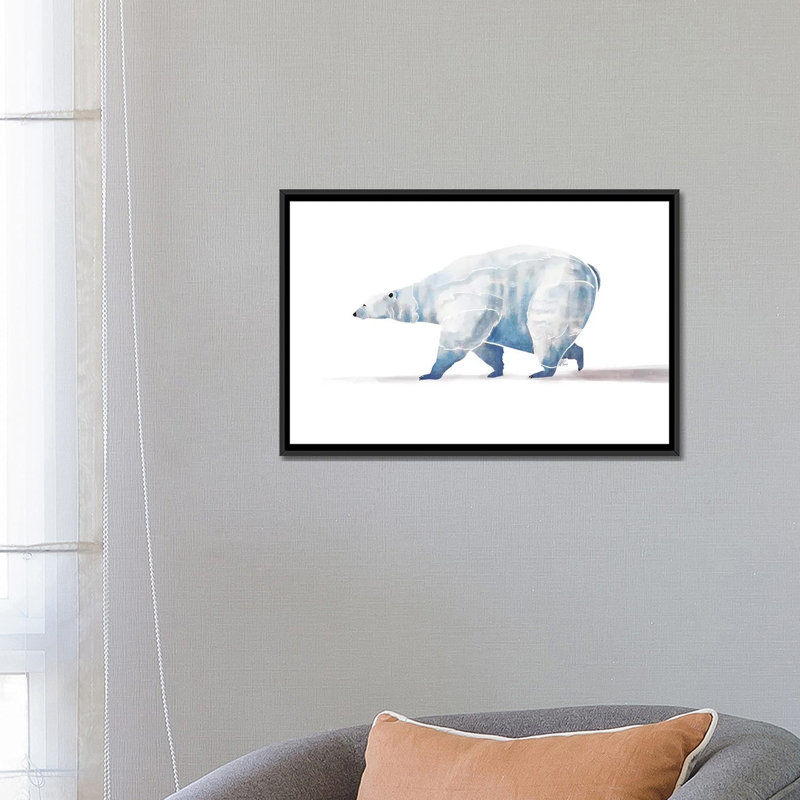 « polar bear », reproduction sur toile, H 18 po x l 18 po x P 1,5 po, Toile avec cadre noir, Pas de tapis