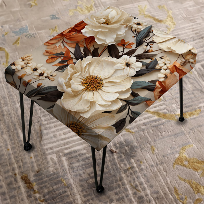Boho Earthy Blooms Poppies Bloom - Floral Rectangle Ottoman