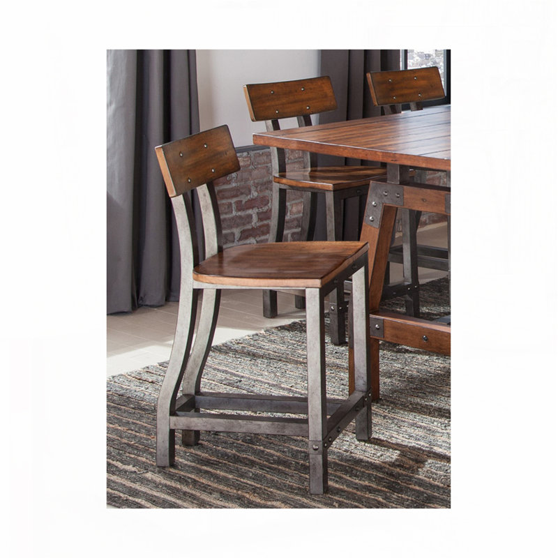 2pc Set Rustic Brown Dining Chairs