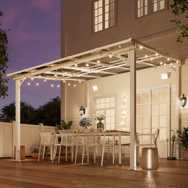10' x 10' White Aluminum and Polycarbonate Solar Gazebo