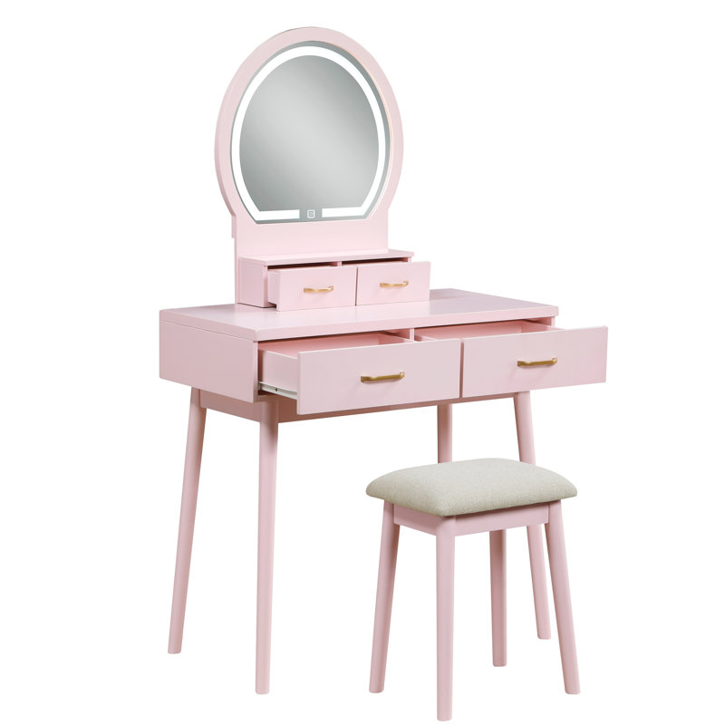 Meuble-lavabo merveilleux avec tabouret et miroir - Magnifique chambre à coucher et tiroirs