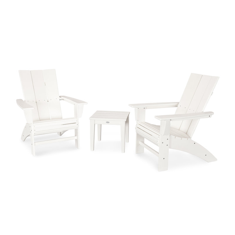 POLYWOOD Modern 3-Piece Curveback  Adirondack Set, White