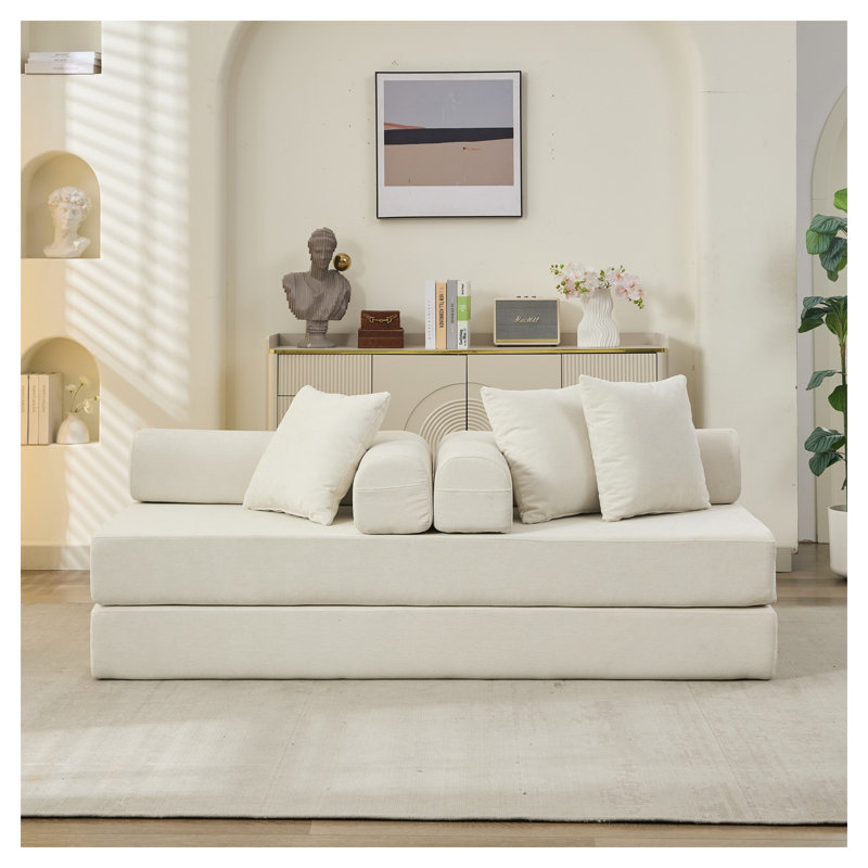Canapé-lit pliant convertible en chenille beige Comfy, Beige