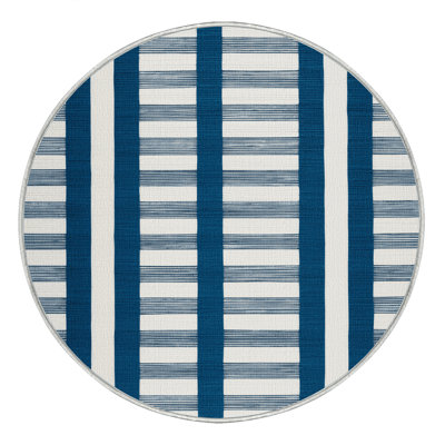 Machine Washable Horizontal Stripes White Area Rug