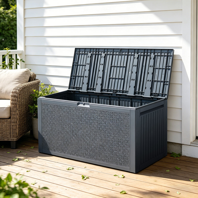 Living And Home 116 W Deck Box in Gray