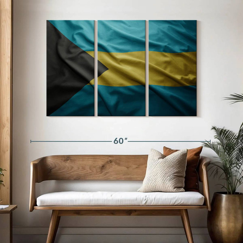 Borges Waving Bahamas Flag, 32" H x 50" W