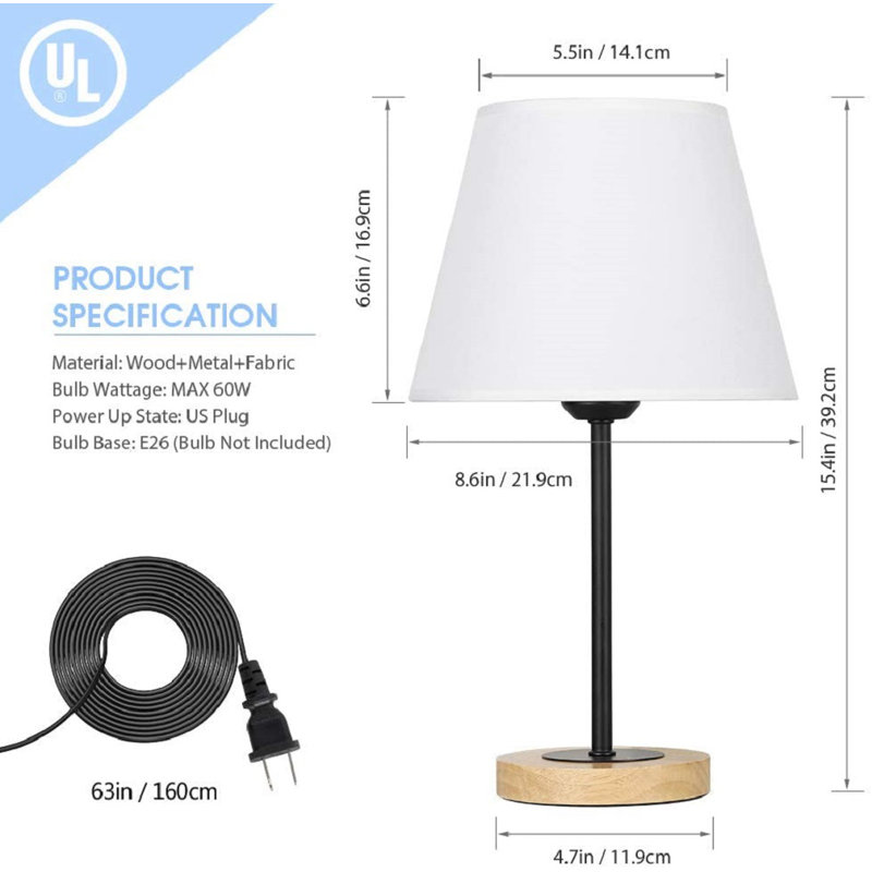 Lampe de table 15,4 "Awet, Noir