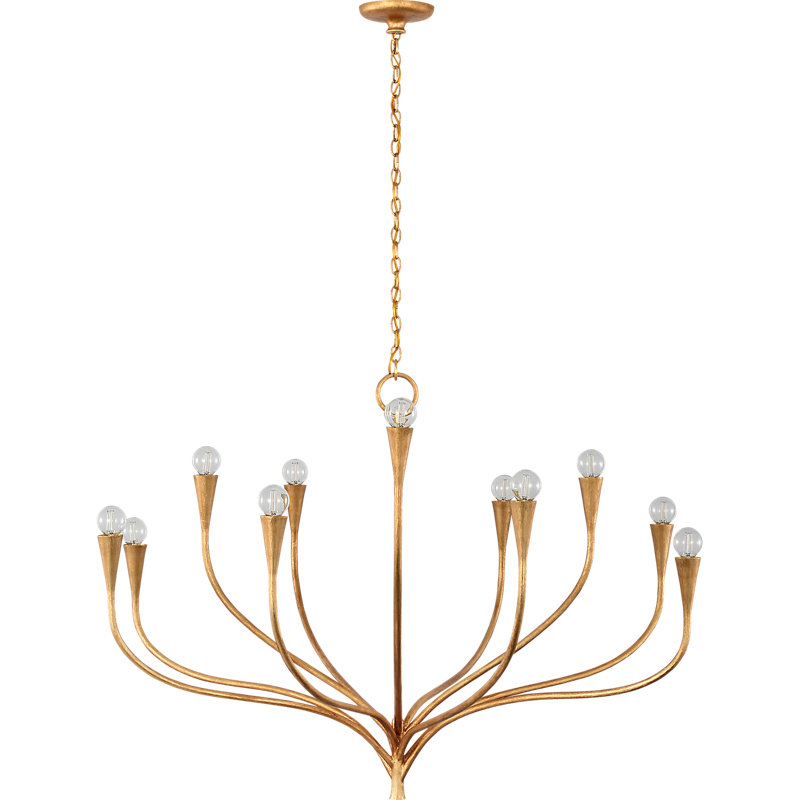 Julie Neill Chandelier, 12 Lights, Antique Gold Leaf
