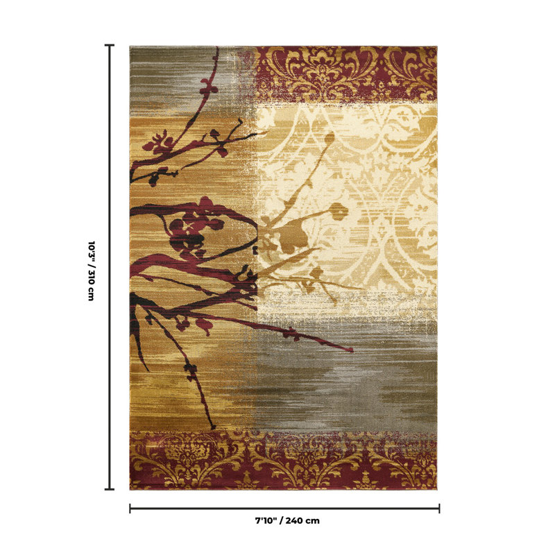 Rectangular Eckart Paisley, Abstract, Floral Machine Woven Polypropylene Indoor Area Rug, 7'10"x10'3"
