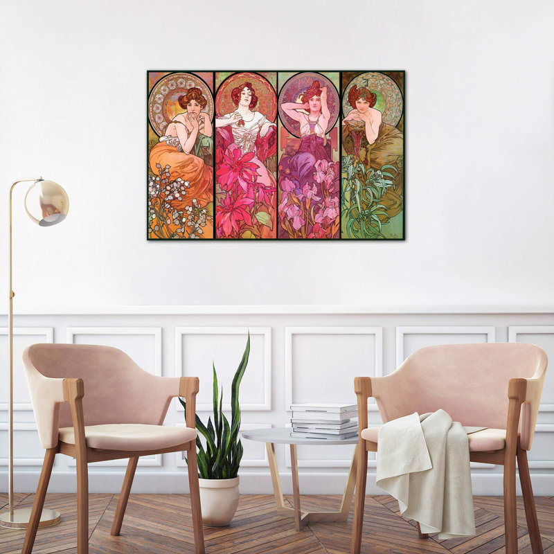 The Precious Stones (Ruby, Emerald, Amethyst, Topaz), 1900 by Alphonse Mucha - Print on Canvas, No Frame