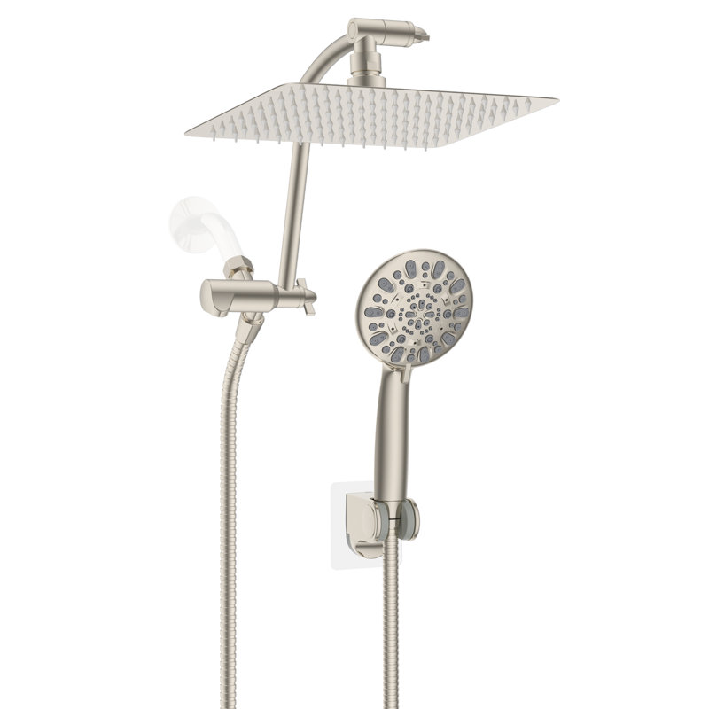 Brushed Nickel Dual Rainfall and Handheld Shower Head Combo