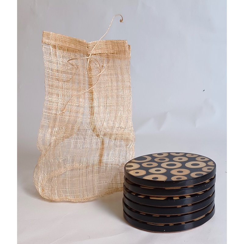Ensemble de 4 sous-verres en bambou ou 6 sous-verres, Brun / noir