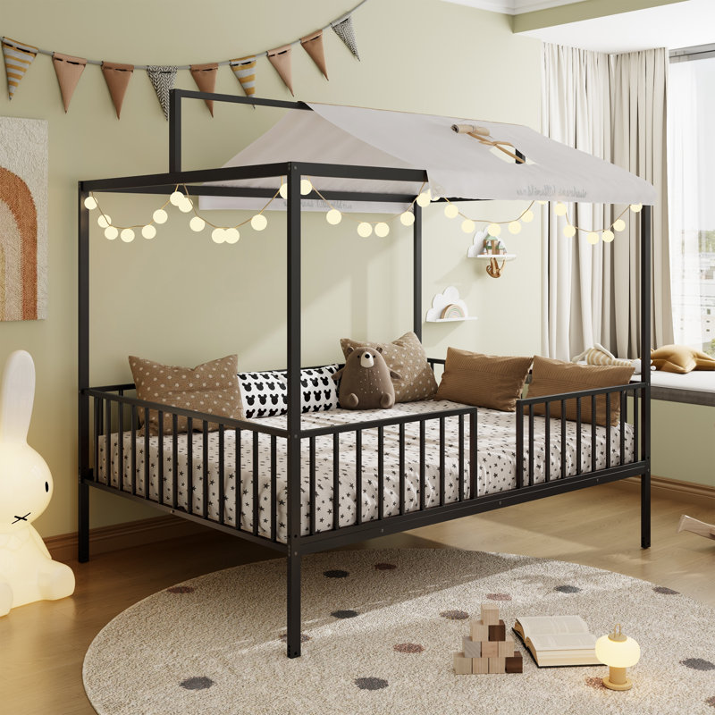 Lit convertible 3-en-1 Montessori, Noir, Double