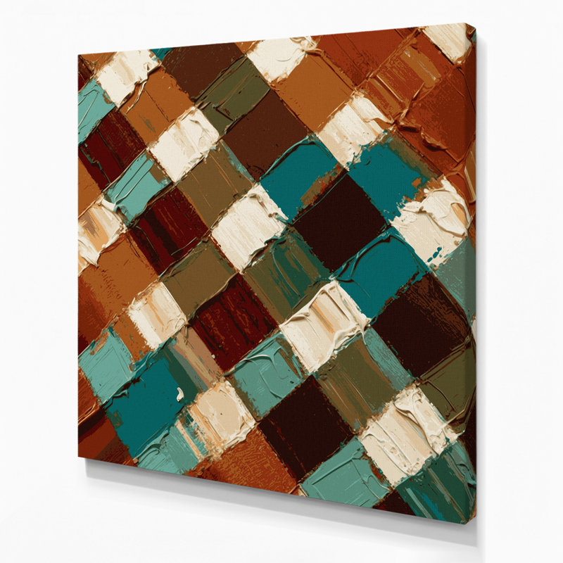 «Southwestern Cowboy Rustic Plaid 81», art mural sur toile brune, H 16 po x l 16 po