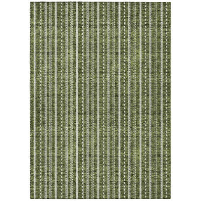 Tapis extérieur lavable rayé vert olive et ivoire 3 pi x 5 pi