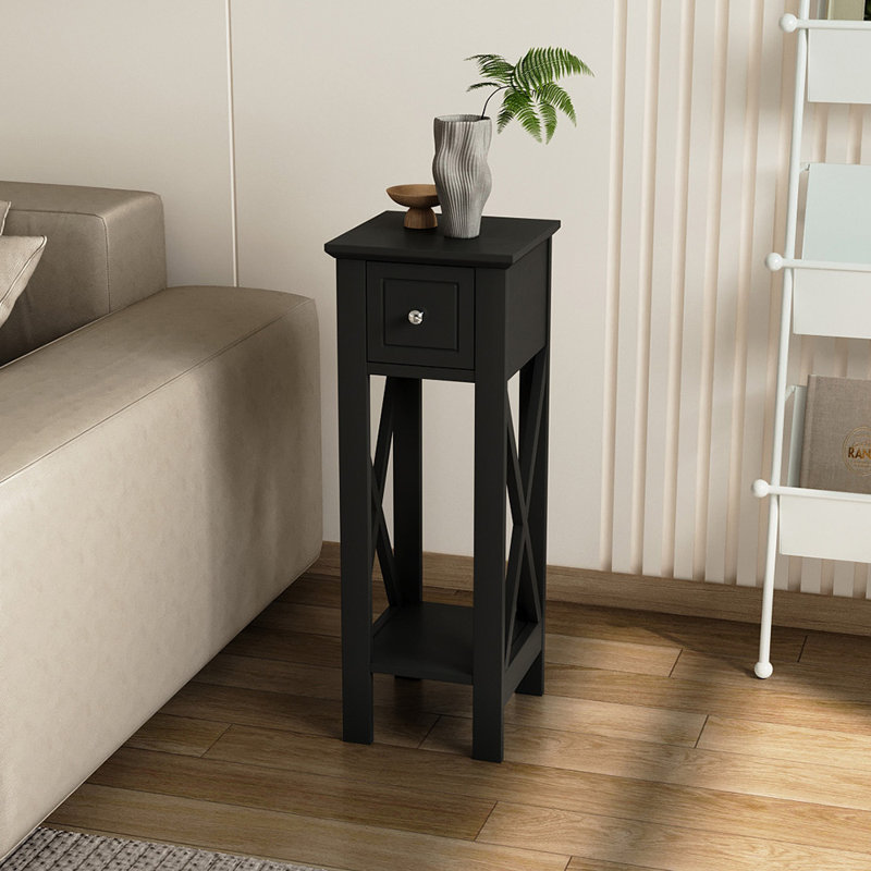 25cm W Bedside Table, Black 