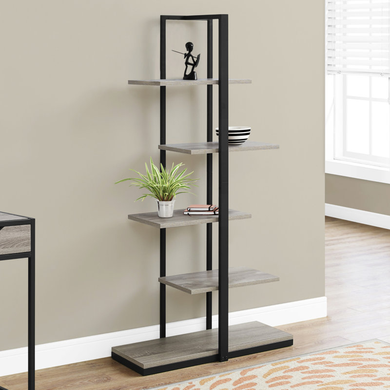 Bibliothèque, bibliothèque, étagère, 5 niveaux, H 60 po, bureau, chambre à coucher, Taupe