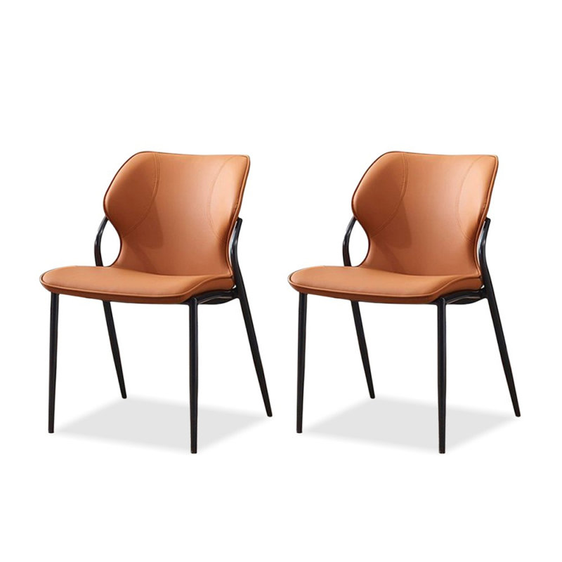 Chaise d'appoint orange à dossier solide (ensemble de 2), Orange