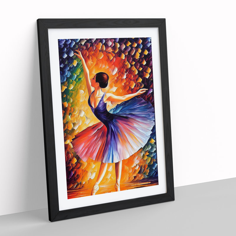 Ballerina Dancer No.6 - Single Picture Frame Painting, Black Framed, 64cm H x 46cm W x 2cm D