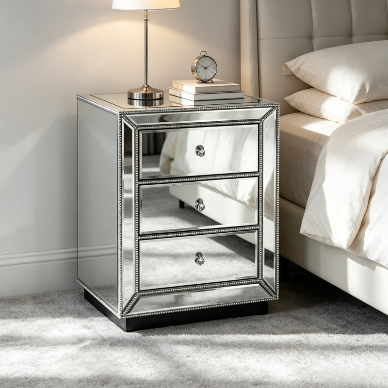 Armoire de rangement à miroir à trois tiroirs Flash Silver