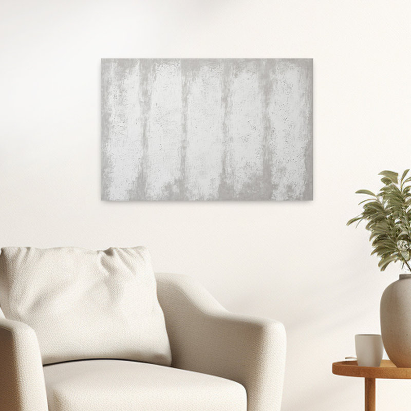 Rayures blanches abstraites et élégantes, art mural contemporain, H 16 po x l 24 po