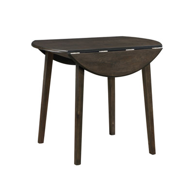 Espresso Finish Round Drop-Leaf Dining Table - Seats 4 - Casual Wood Kitchen Furniture