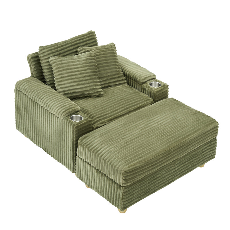 Canapé confortable avec plusieurs accessoires et options de rangement, Polyester vert