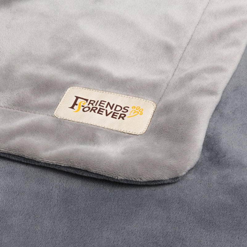 Large Gray Velvet and Polyester Reversible Pet Blanket