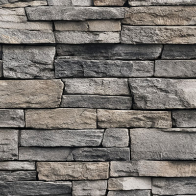 Peel and Stick Wallpaper Gray Stacked Stone Wall Rustic Natural Masonry Contact Paper Removable Self Adhesive Wall Mural Wall Decor for Bedroom Kitchen Cabinets 17.7in x 118in