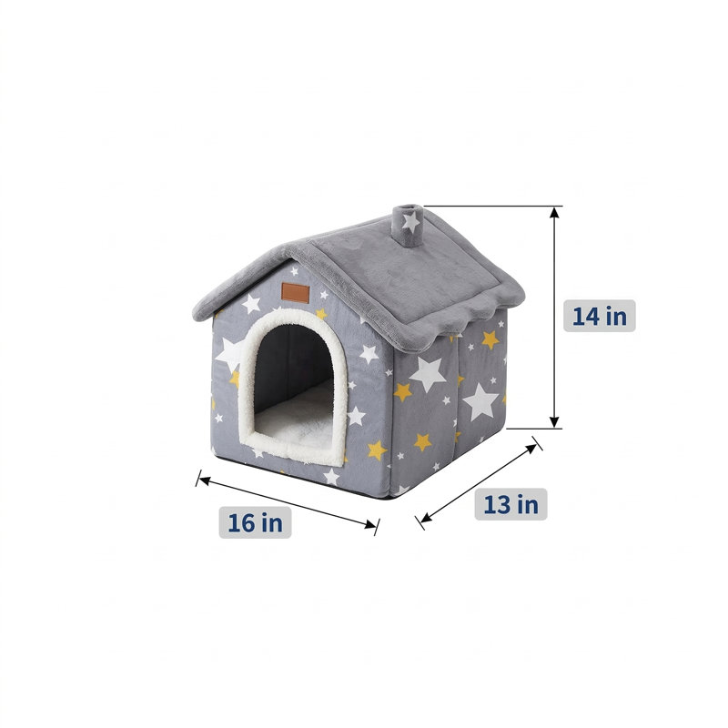 Niche pliable pour chien avec mousse à mémoire de forme, tapis de lit pour chenil avec coussin, convient aux petits et grands chiens et chats, refuge d'hiver chaud pour les chiots félins, taille petite