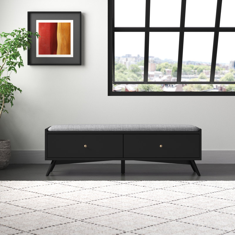 Banc de rangement en bois massif Walkertown