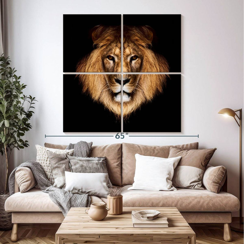 Lion solennel Brampt, H 50 po x l 50 po