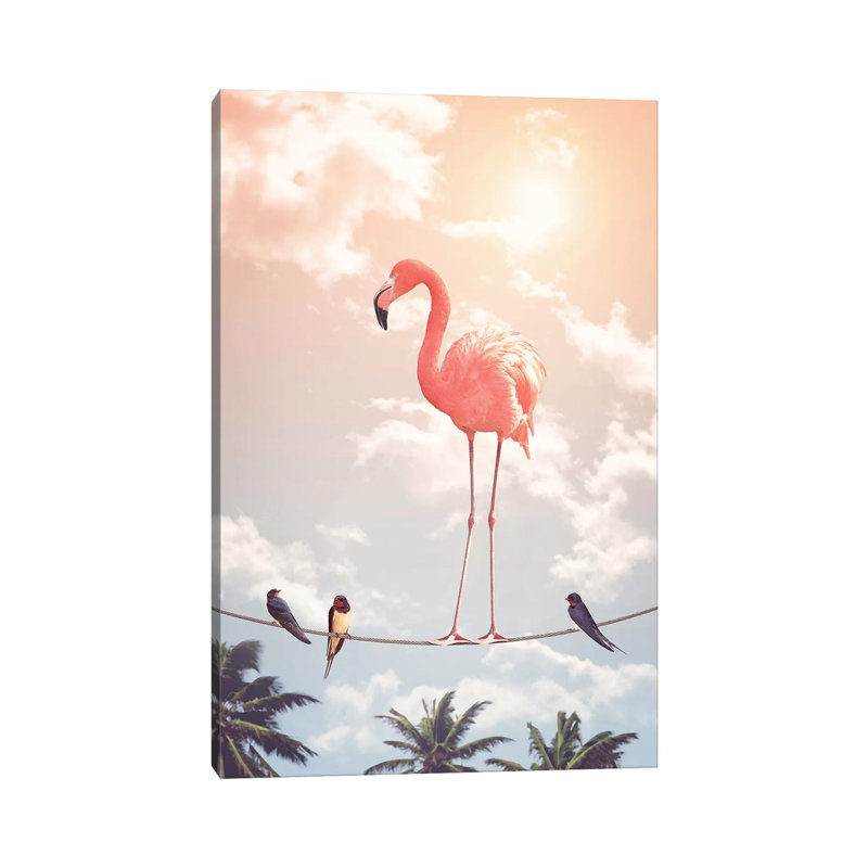 «Flamingo & Friends» par Jonas Loose - impression d'art graphique, Toile tendue, H 18 po x l 12 po x 1,5 po