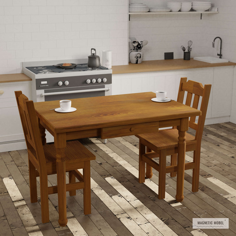 Gardner Pine Unfinished Solid Wood Dining Table, Alder, 75cm H x 80cm L x 80cm W