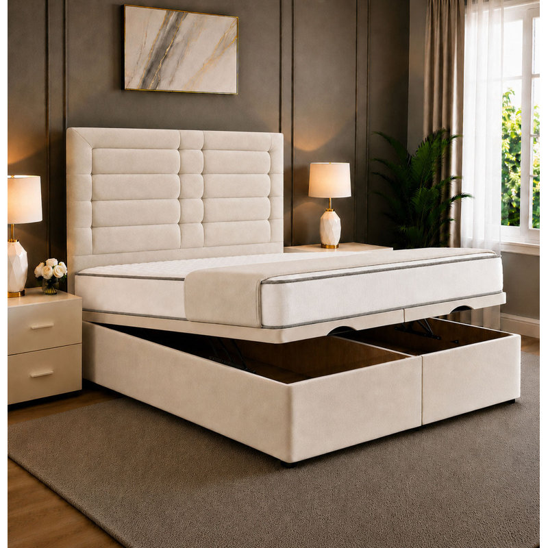 Aster Divan Storage Ottoman Bed Frame, 5FT King Bed, Burnt Orange Plush Velvet, Plush Velvet
