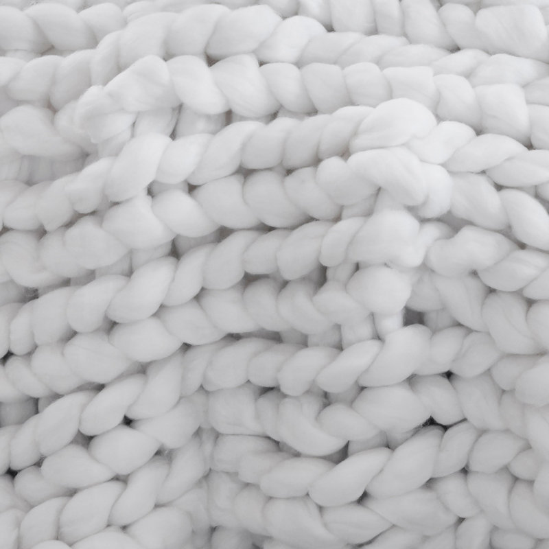 Jeté Boho Chunky Knit, Blanc