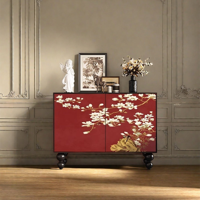 Armoire de rangement en bois de noyer avec pieds robustes